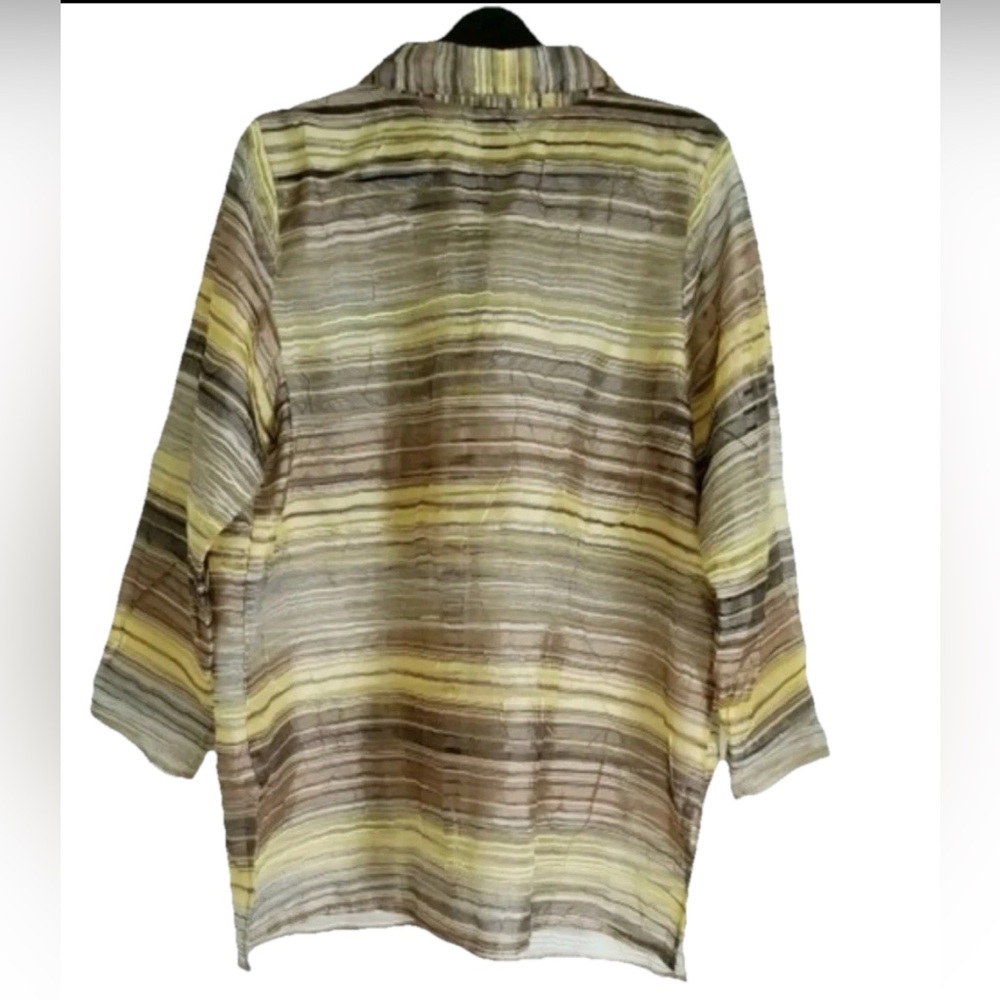 Citiknits Gauzy Tunic Blouse/Top XL Button Up Lightweight Travel Business Casual - Picture 3 of 12